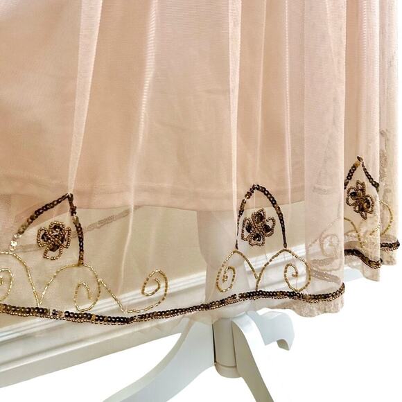 Beaded Embellished Nude Sequin Indie Dress Coquette Size 4 - Picture 7 of 15